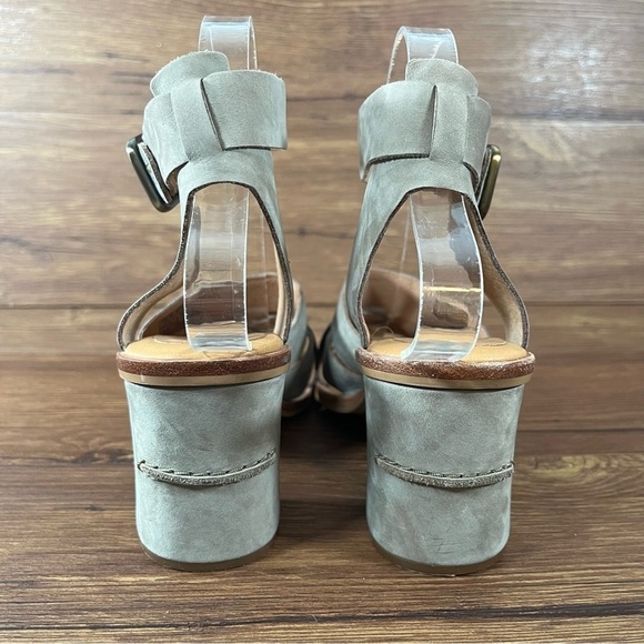 UGG Sandra Gray Leather Block Heel Sandals Women’s Size 7 Shoes - Picture 7 of 10